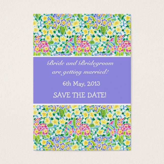 Customizable Save the Date Card, Primroses (Front)