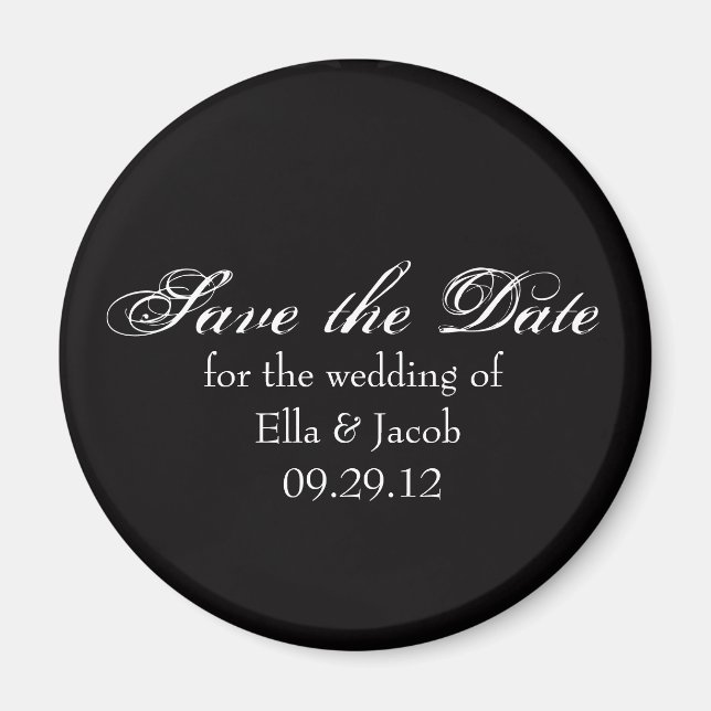 Customizable Save the Date Magnet Black (Front)