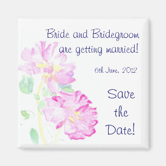 Customizable 'Save the Date' Magnet, Pink Roses Magnet