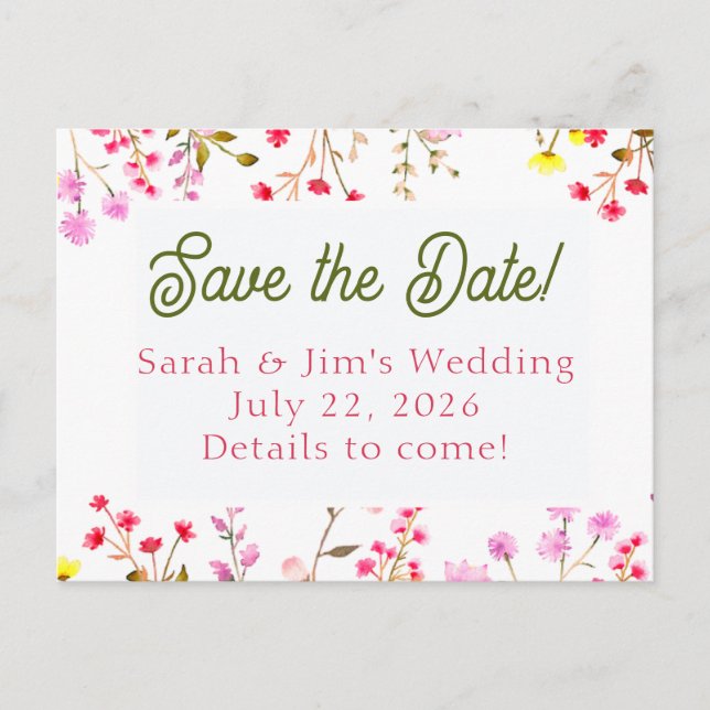 customizable save the date postcards (Front)