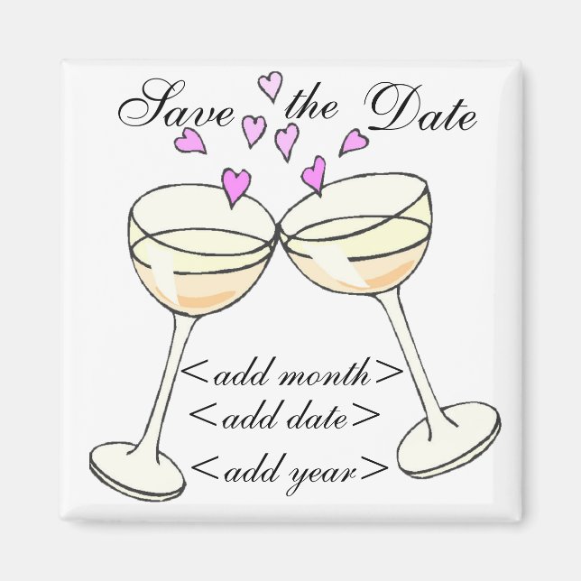 Customizable Save The Date Toast Magnet (Front)