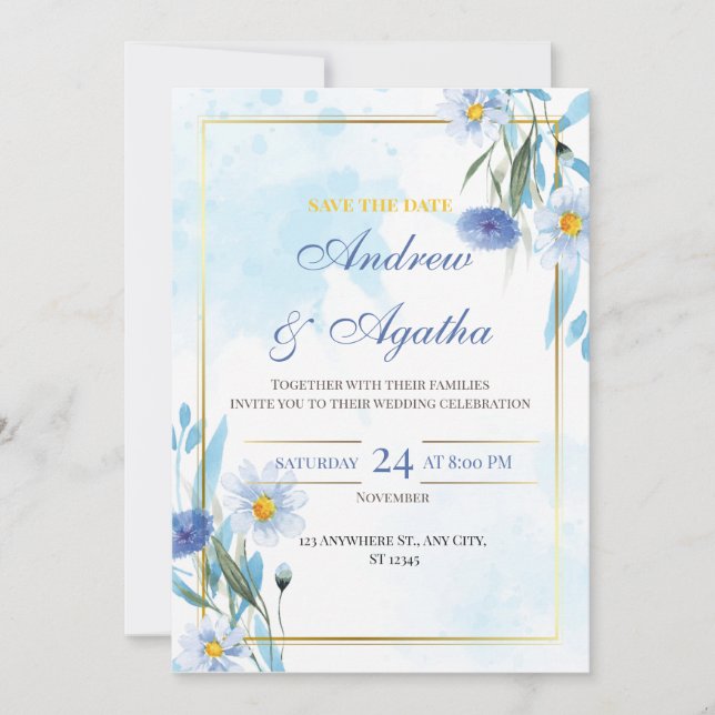 Customizable save the date weddind invitation (Front)