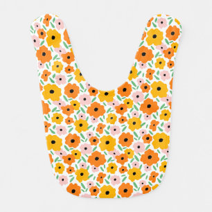 Customizable Scandinavian Doodle flower Baby Bib