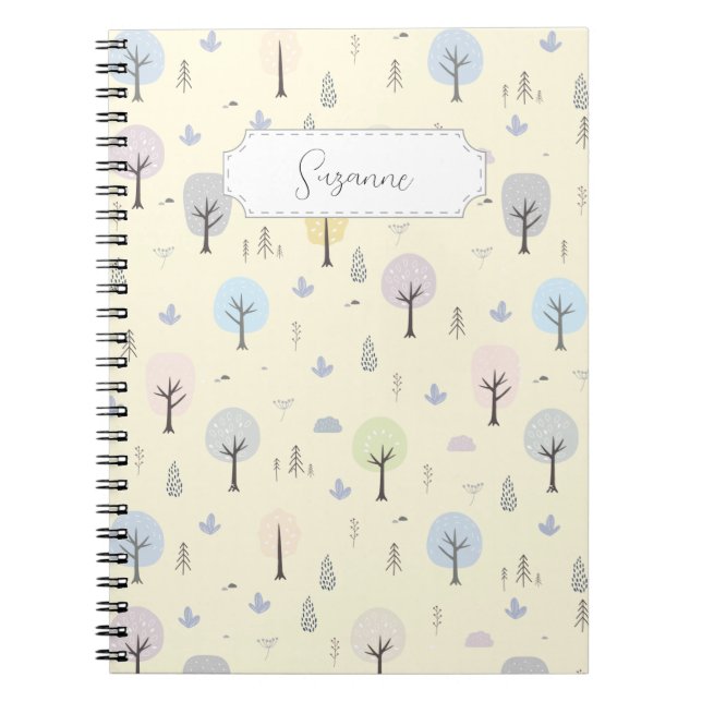 Customizable Scandinavian Forest Seamless Pattern Notebook (Front)