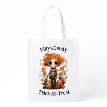 Customizable Scarecrow Boy Trick or Treat Bag