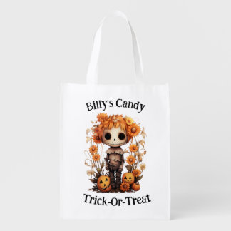 Customizable Scarecrow Boy Trick or Treat Bag