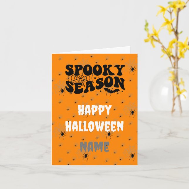 Customizable Scary Spider Halloween designed Card (Yellow Flower)