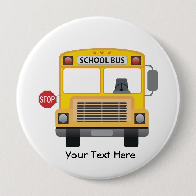 Customizable School Bus Pinback Button (Front)