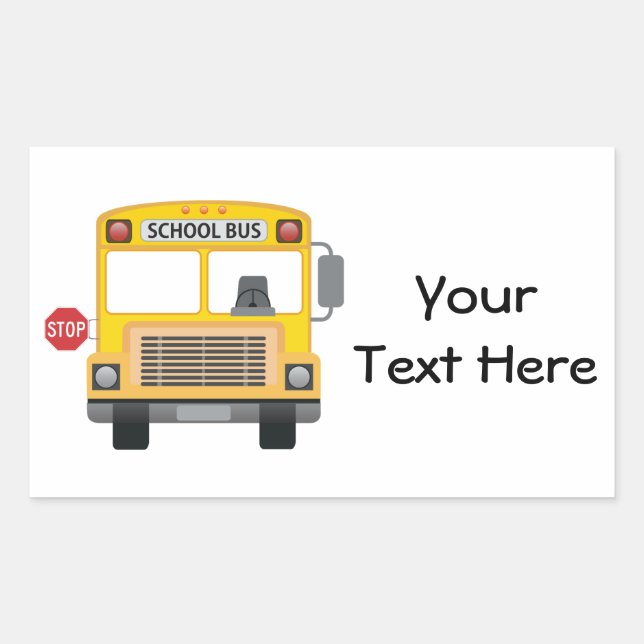 Customizable School Bus Rectangular Sticker (Front)