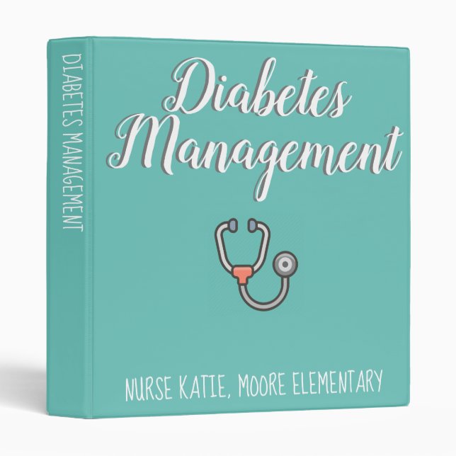 Customizable School Nurse Diabetes Binder (Front/Spine)