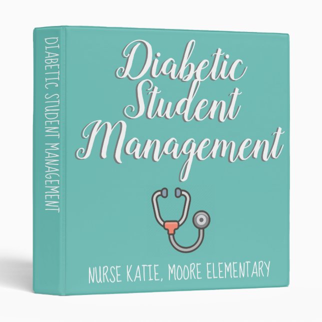 Customizable School Nurse Diabetic Manageme Binder (Front/Spine)