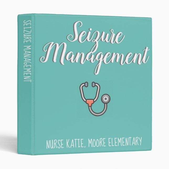Customizable School Nurse Seizure Management 3 Ring Binder (Front/Spine)