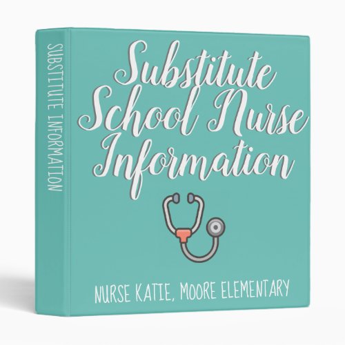 Customizable School Nurse Sub Binder