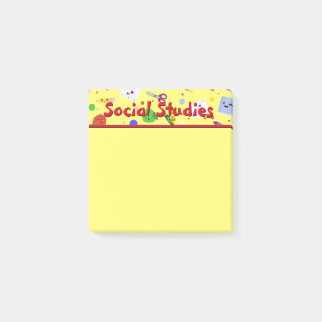 Customizable School Social Studies Post-it Notes (Front)