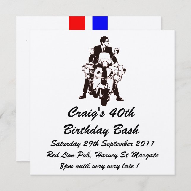 Customizable Scooter Boy Birthday invite (Front/Back)