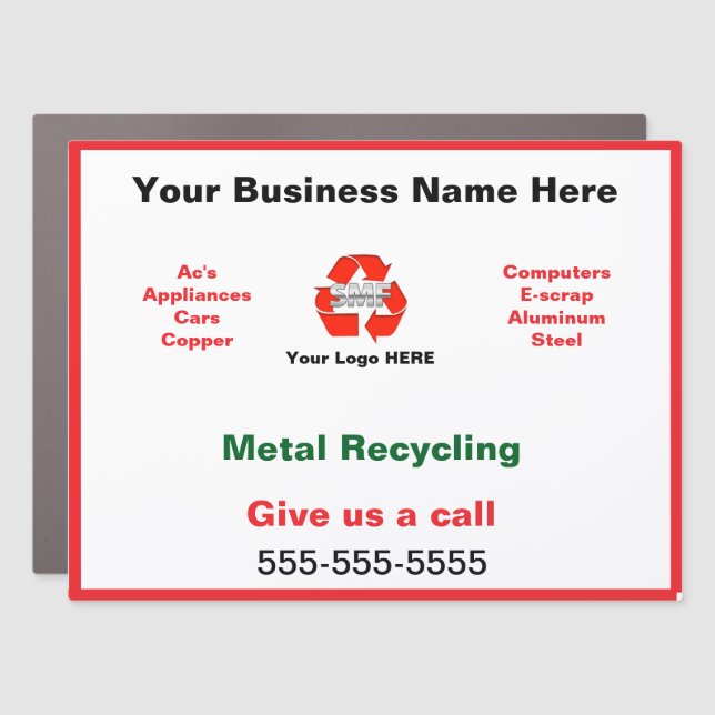 Customizable Scrap Metal Recycling Truck Magnet (Front)