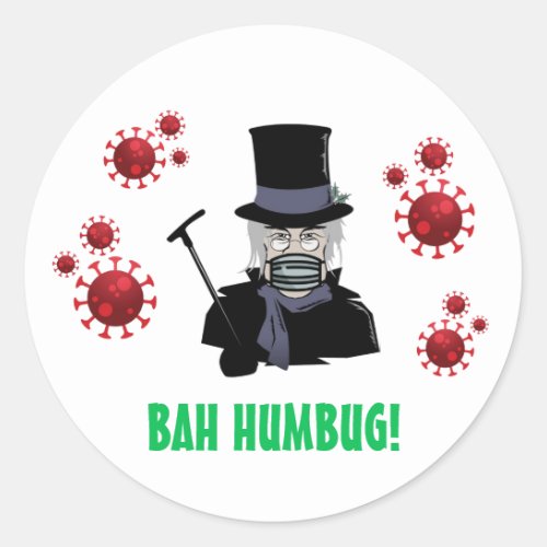 Customizable Scrooge Bah Humbug COVID_19 Classic Round Sticker