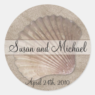 Customizable Sea Shell Wedding Stickers