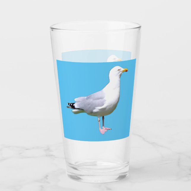 Customizable Seagull Standing Sea Gulls Beach Glass (Front)