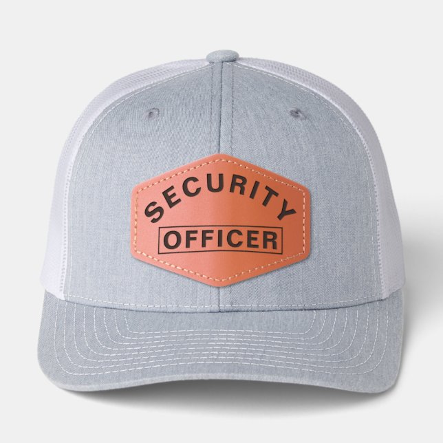 Customizable SECURITY OFFICER Text Statement Leather Patch Hat (Front)