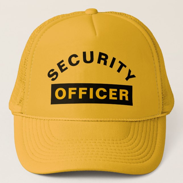 Customizable SECURITY OFFICER Text StatementYellow Trucker Hat (Front)