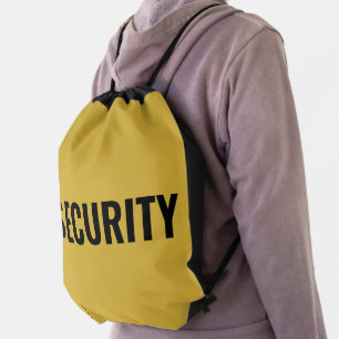 Customizable SECURITY Text Statement M Gold Drawstring Bag