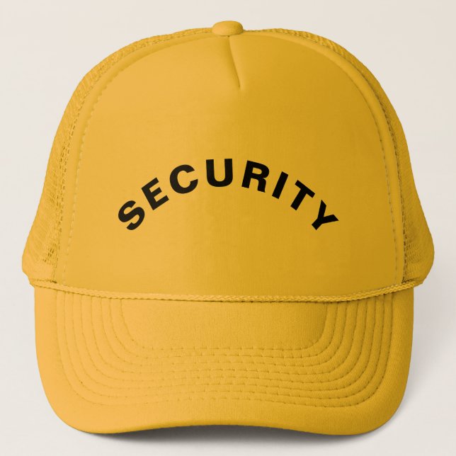 Customizable SECURITY Text Statement Yellow Trucker Hat (Front)