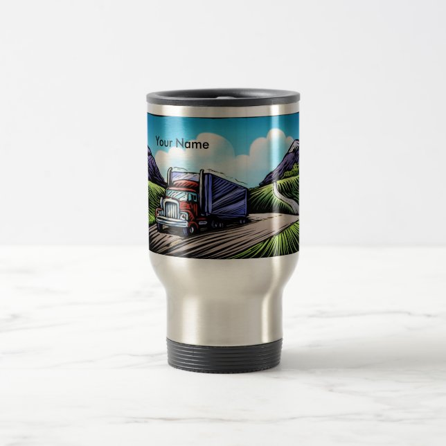 Customizable semi truck driver travel mug (Center)