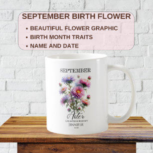 Customizable September Birthday Aster Flower Coffee Mug