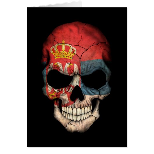 Customizable Serbian Flag Skull Cards (Front)