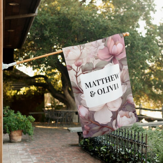 Customizable Serene Blooming Blossoms for Couples House Flag (In SItu)