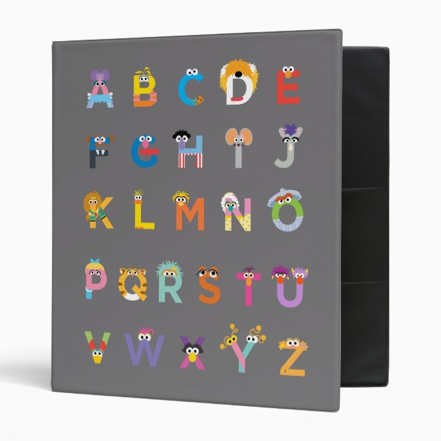 Customizable Sesame Street Alphabet 3 Ring Binder (Front/Inside)