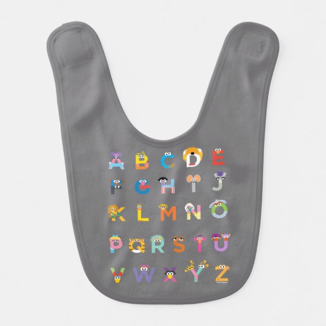 Customizable Sesame Street Alphabet Baby Bib (Front)