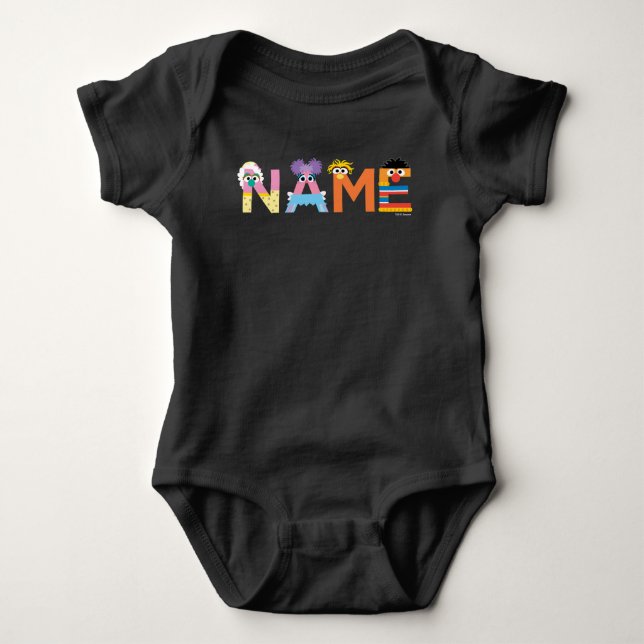 Customizable Sesame Street Alphabet Baby T-Shirt Bodysuit (Front)