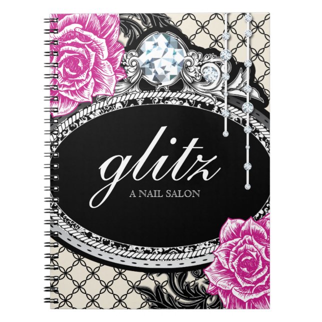 Customizable Shabby Chic Nail Salon Note Book (Front)