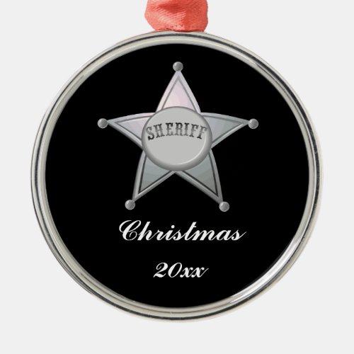 Customizable Sheriff Badge Star Officer Design Metal Ornament