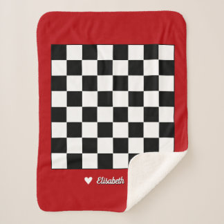 Customizable Sherpa Blanket with Chessboard Design