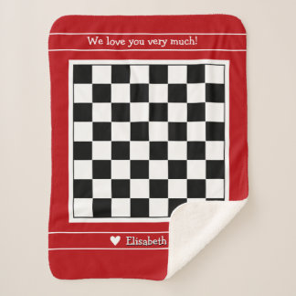 Customizable Sherpa Blanket with Chessboard Design