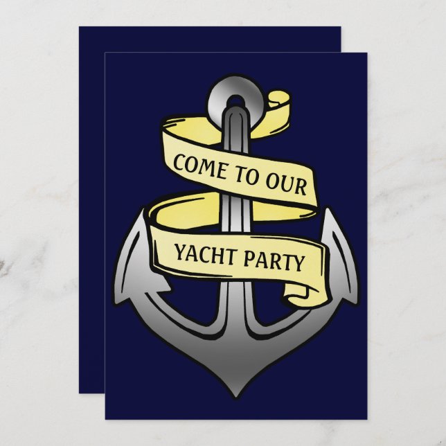 Customizable Ship Anchor Yacht Party Invitation (Front/Back)