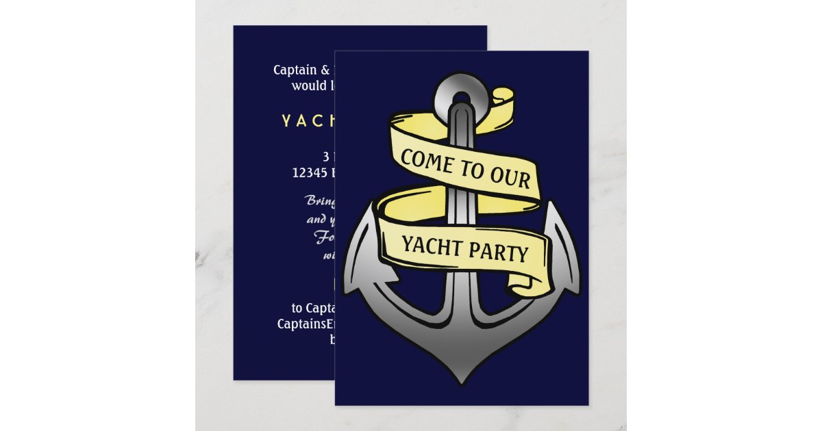 Customizable Ship Anchor Yacht Party Invitation Zazzle