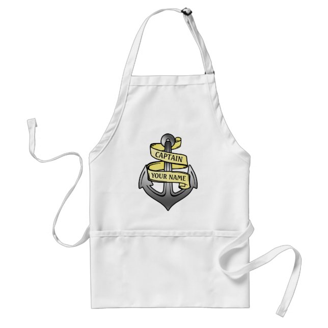 Customizable Ship Captain Your Name Anchor Adult Apron (Front)