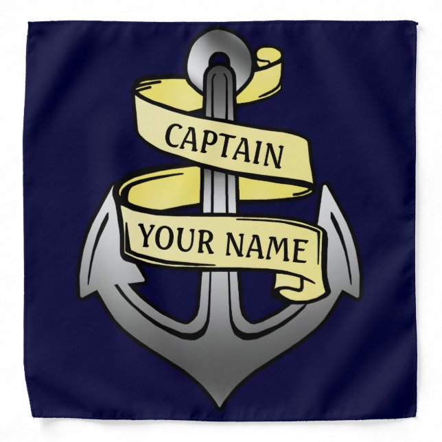 Customizable Ship Captain Your Name Anchor Bandana (Front)