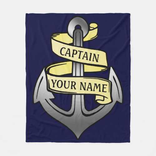 Customizable Ship Captain Your Name Anchor Big Fleece Blanket