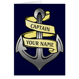 Customizable Ship Captain Your Name Anchor Card