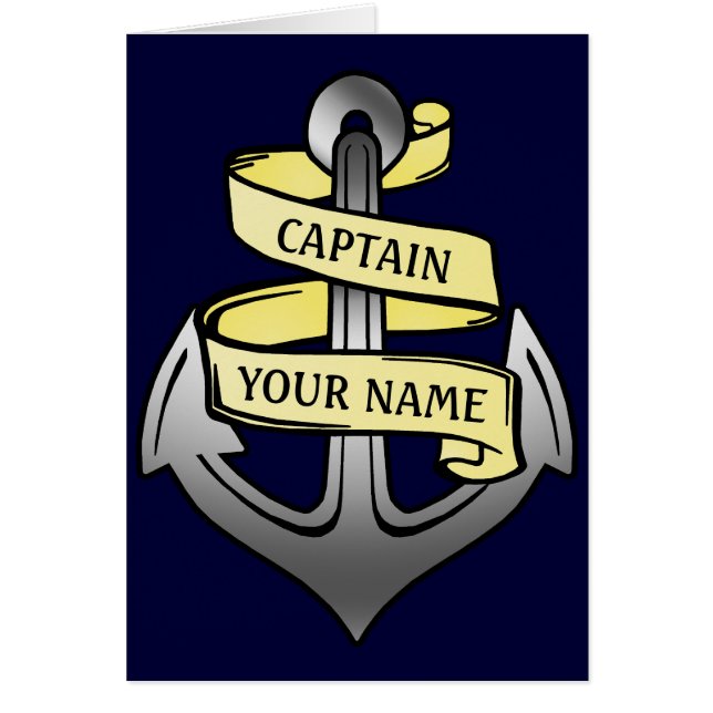 Customizable Ship Captain Your Name Anchor Card (Front)