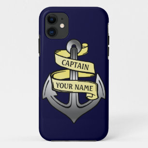 Customizable Ship Captain Your Name Anchor iPhone 11 Case
