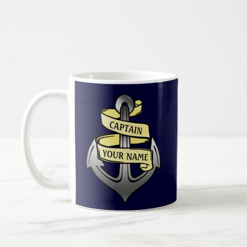 Customizable Ship Captain Your Name Anchor Coffee Mug
