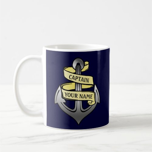 Customizable Ship Captain Your Name Anchor Coffee Mug