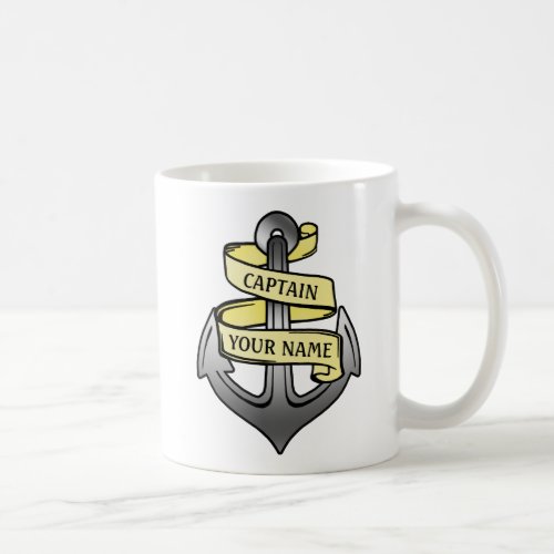 Customizable Ship Captain Your Name Anchor Coffee Mug