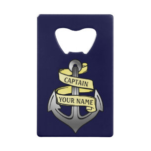 Customizable Ship Captain Your Name Anchor Credit Card Bottle Opener